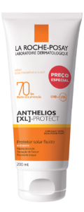 La Roche-Posay -PROTETOR SOLAR ANTHELIOS XL PROTECT FPS 70 200 ML – R$59,90 O Protetor Solar Corporal Anthelios XL PROTECT FPS 70 promove uma muito alta proeção UVA/UVB, com uma textura ultraleve que garante uma hidratação por até 8h*.Aplique abundantemente sobre a pele antes da eexposição ao sol. Se a quantidade aplicada não for adequada, o nível de proteção será significativamente reduzido. É necessária a reaplicação do produto para manter a sua efetividade.